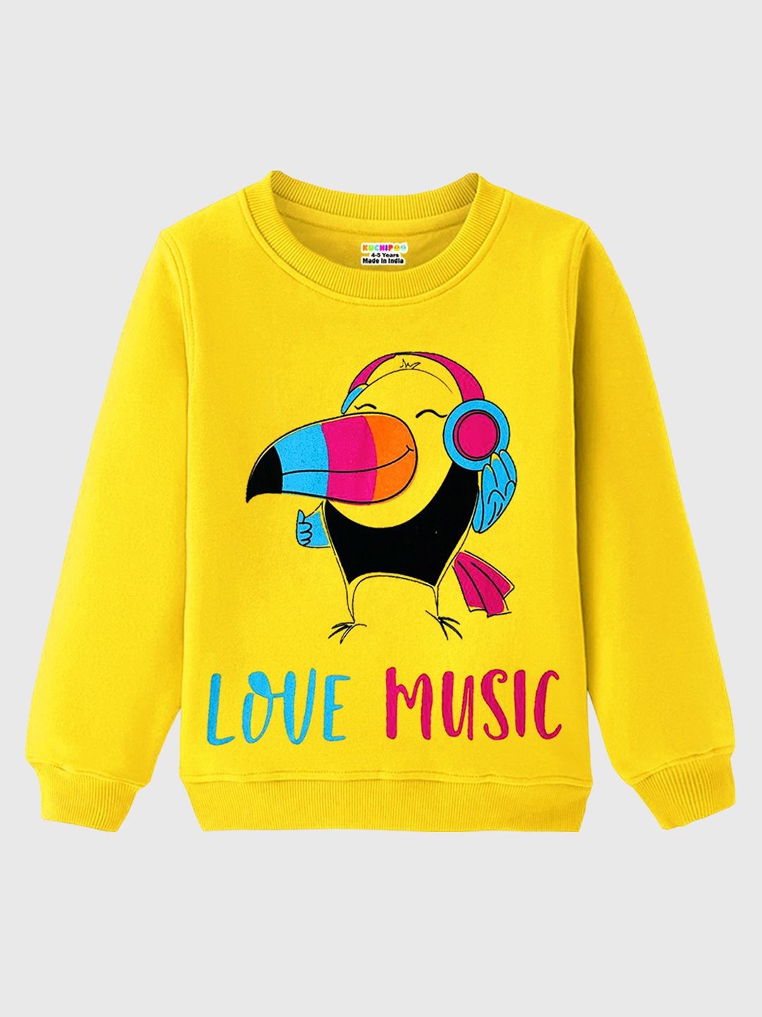 

KUCHIPOO Girls Printed Sweatshirt, Yellow