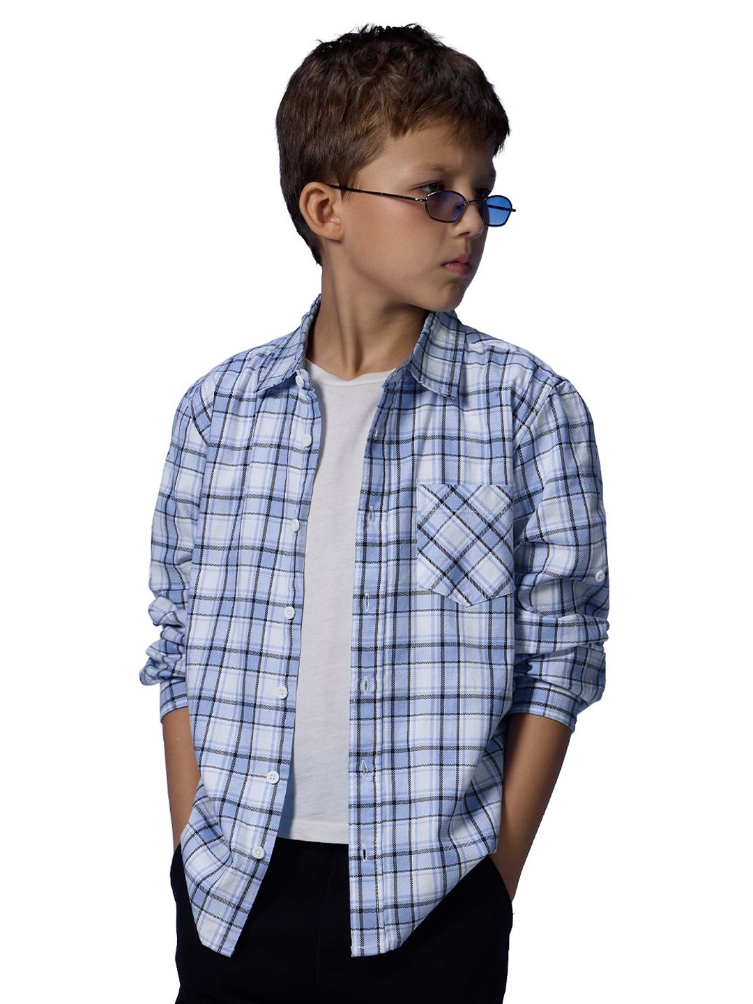 

The Souled Store Boys Spread Collar Tartan Checked Cotton Casual Shirt, Multi