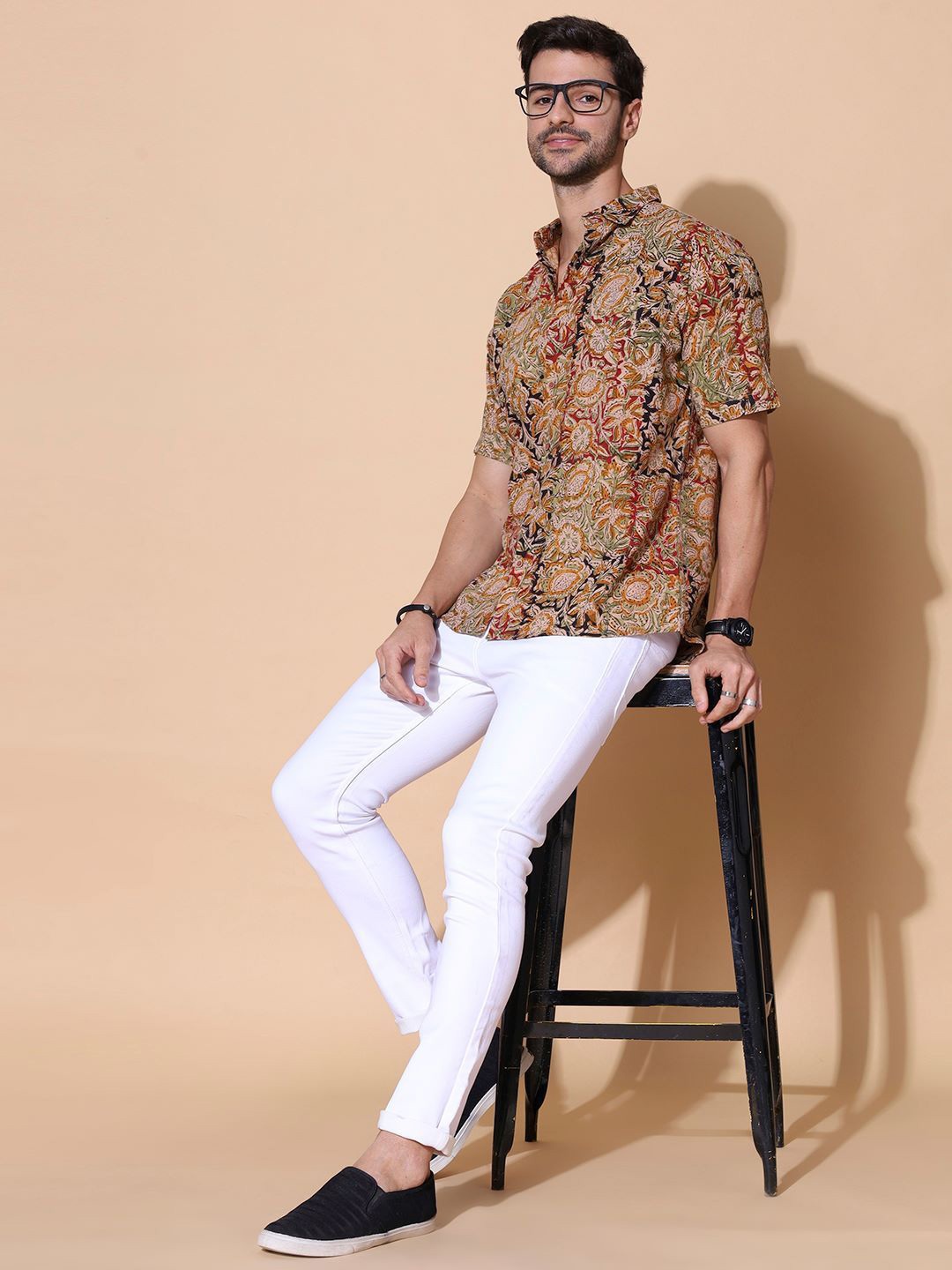 

MOSHI Men Comfort Opaque Printed Casual Shirt, Yellow