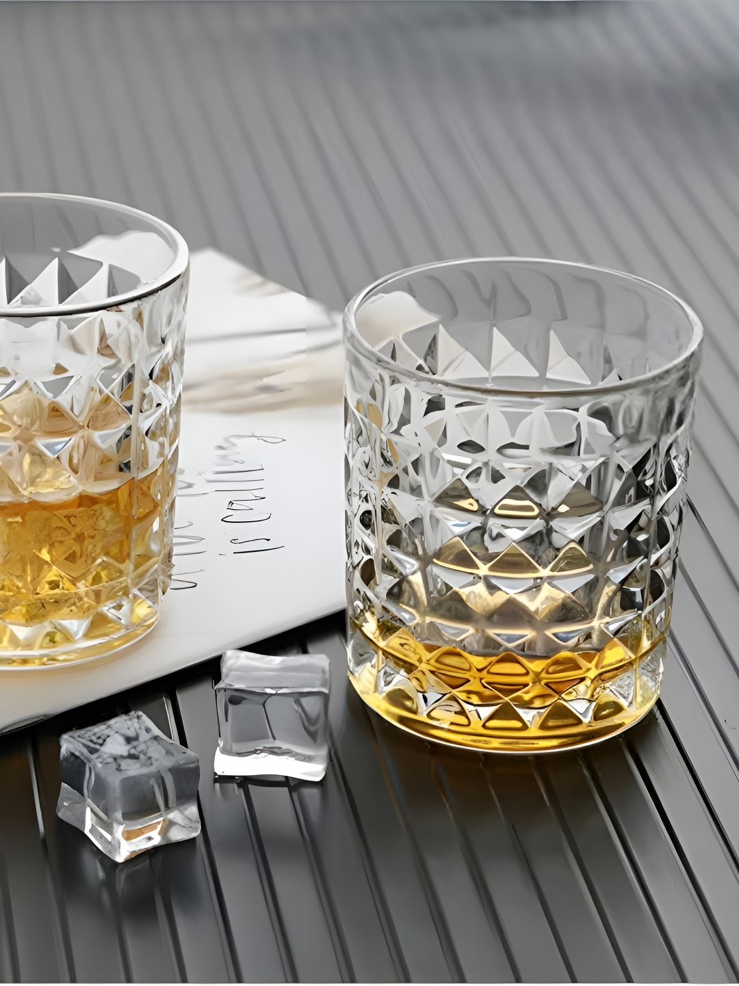 

UMAI Transparent 2 Pieces Textured Whisky Glasses- 270 ml Each