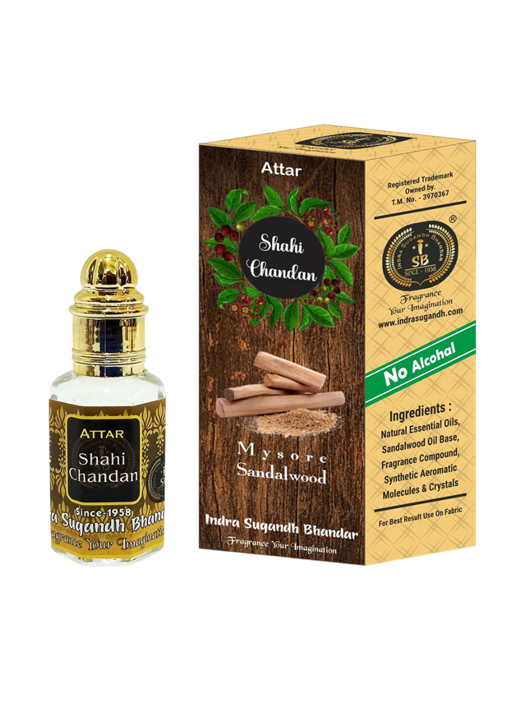 

INDRA SUGANDH BHANDAR Shahi Chandan Mysore Sandalwood Attar - 12 ml, Transparent