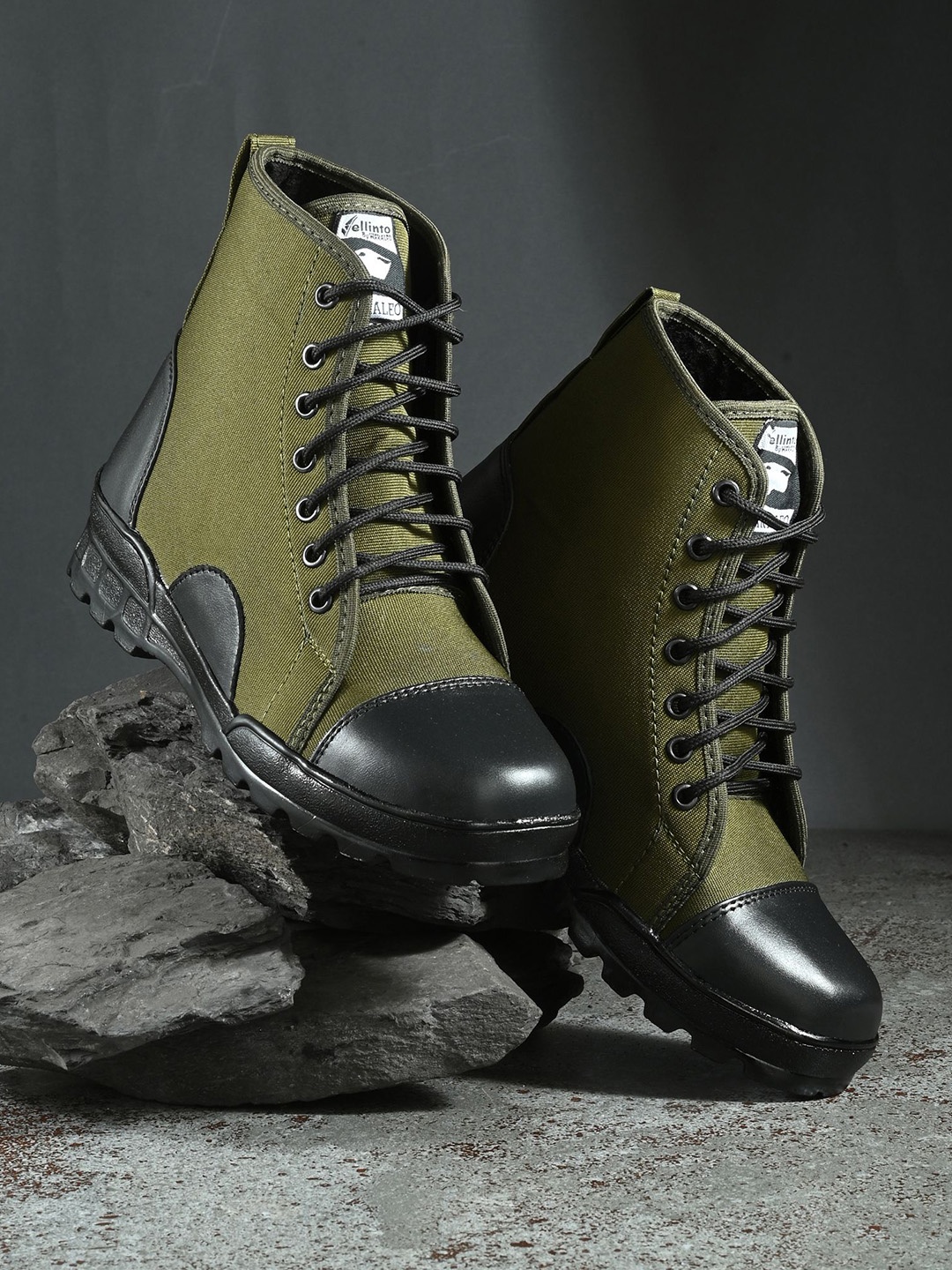 

Vellinto BRUGAL Men Block Heeled High Ankle Regular Boots, Green