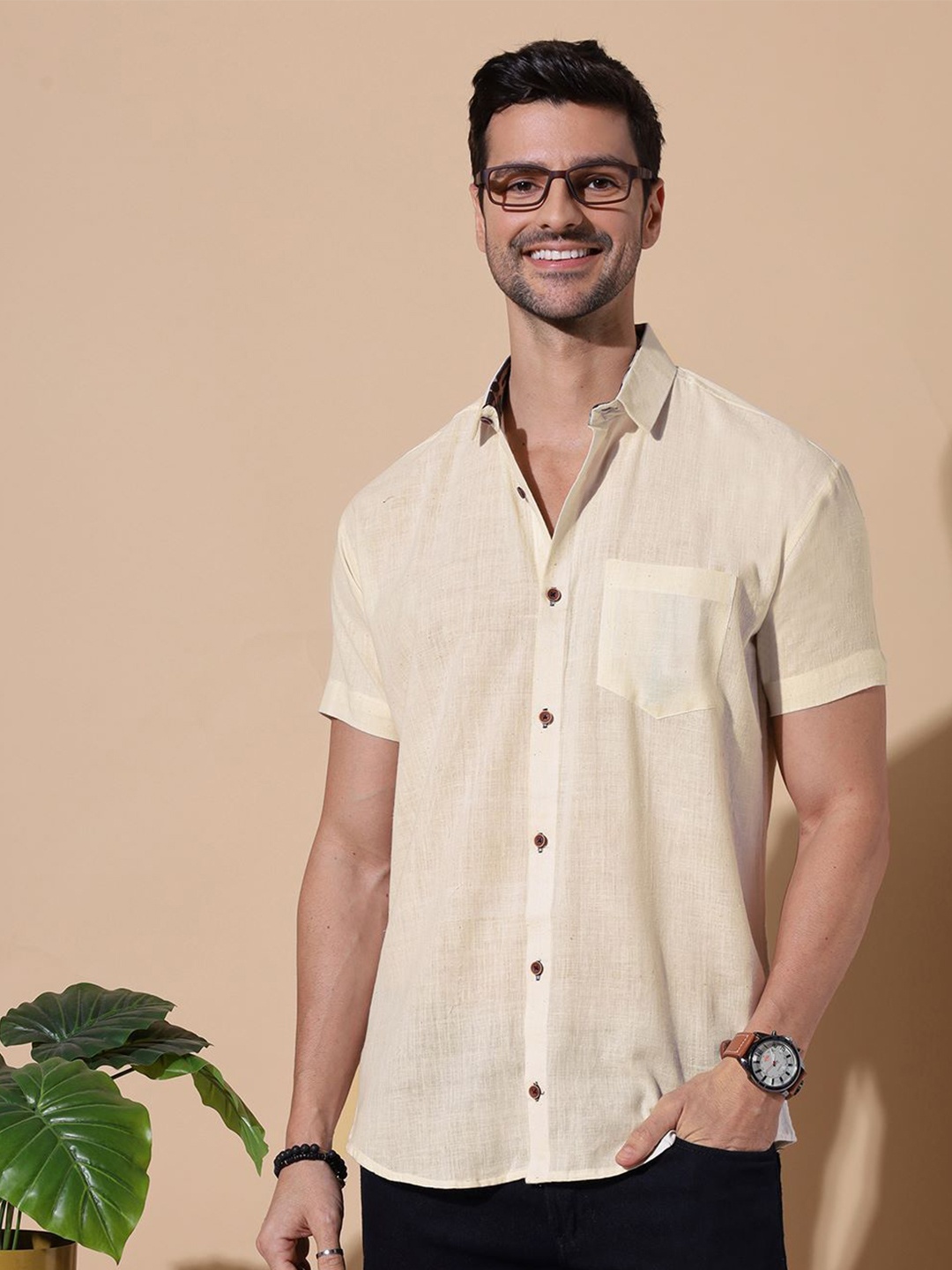 

MOSHI Men Comfort Opaque Casual Shirt, Off white