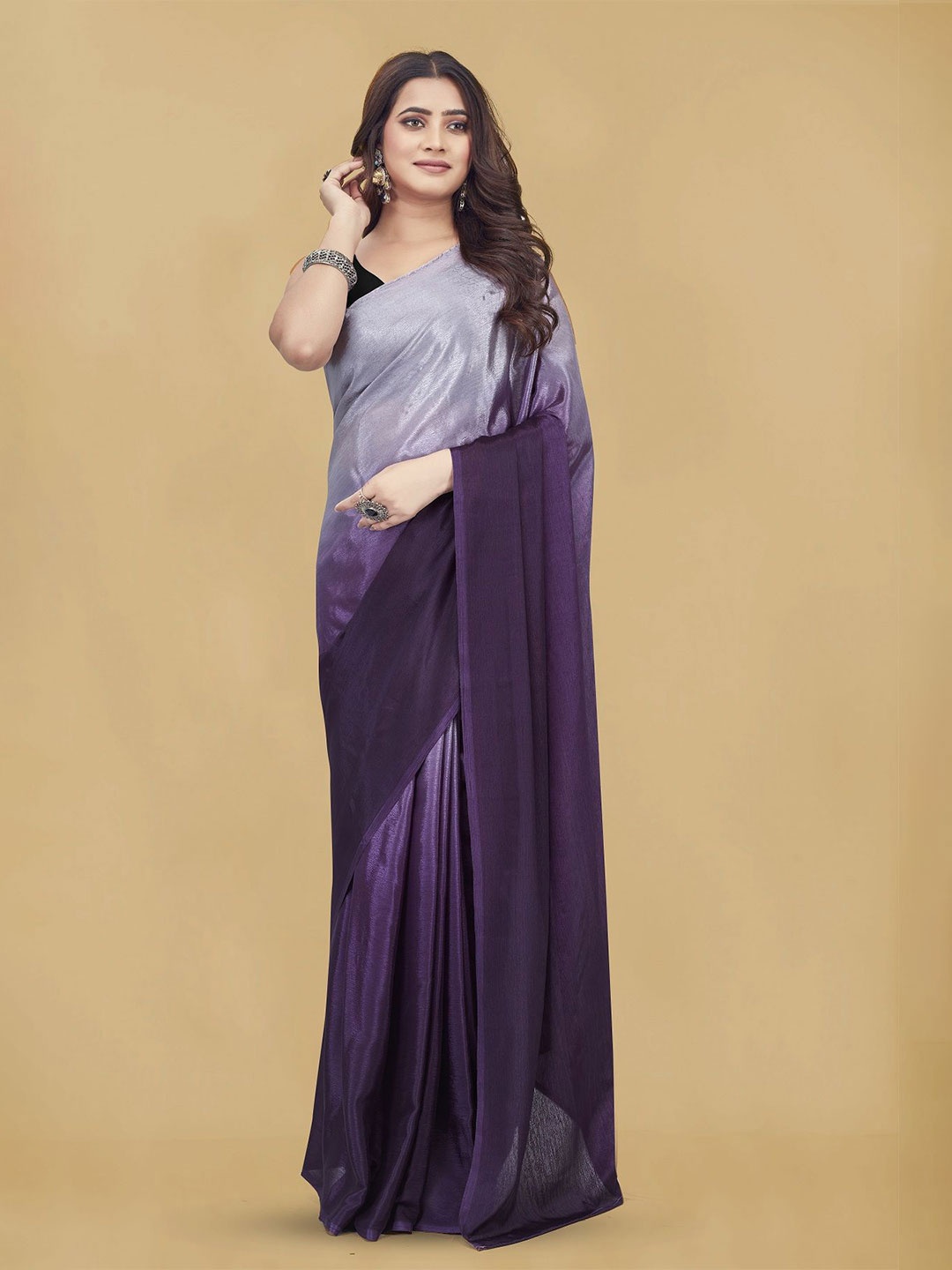 

APNISHA Ombre Pure Chiffon Ready to Wear Saree, Purple