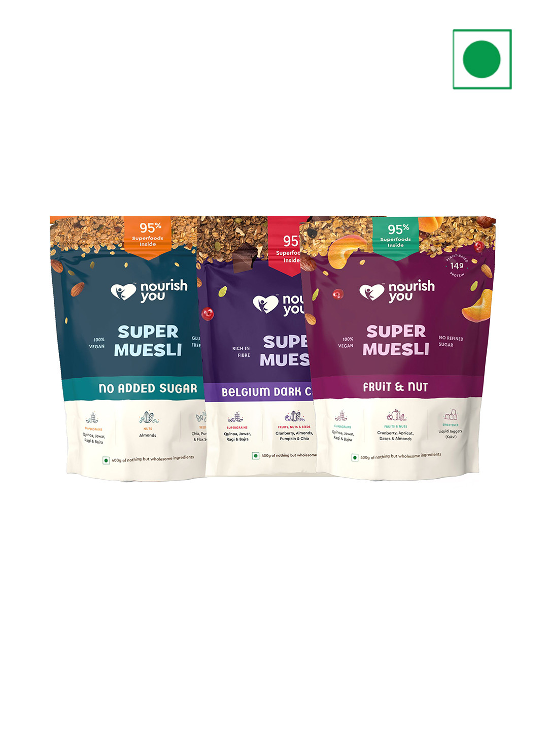

Nourish You Set of 3 Super Muesli Combo-400 gm each, Purple