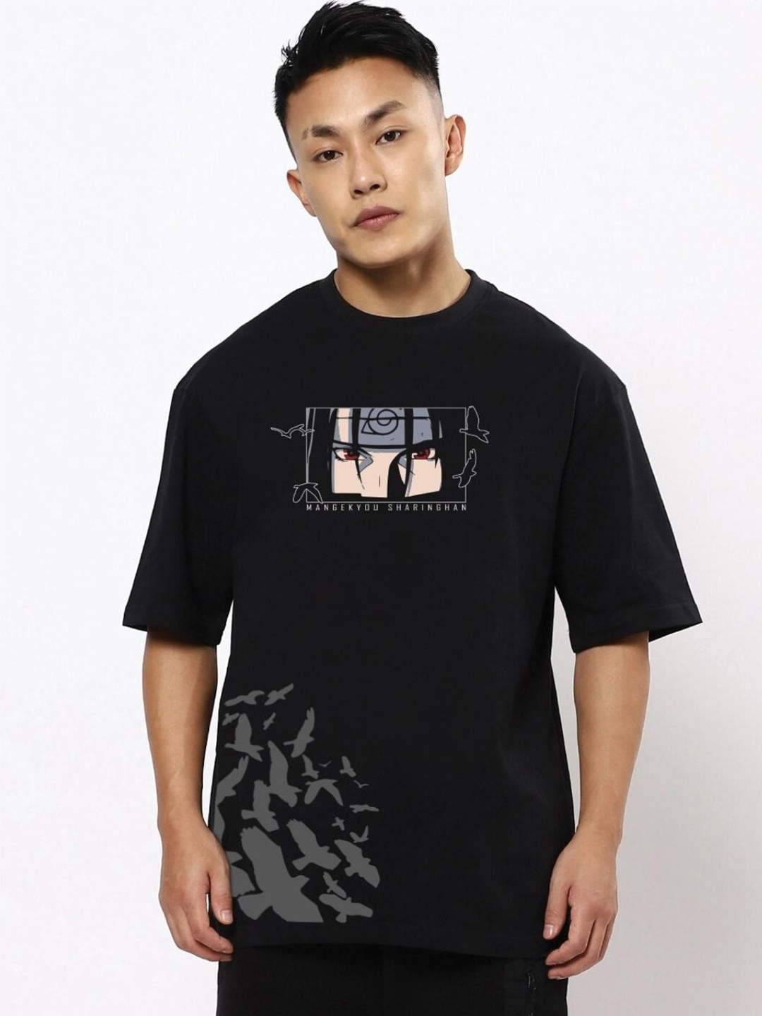 

Bewakoof Men Printed Oversized T-shirt, Black