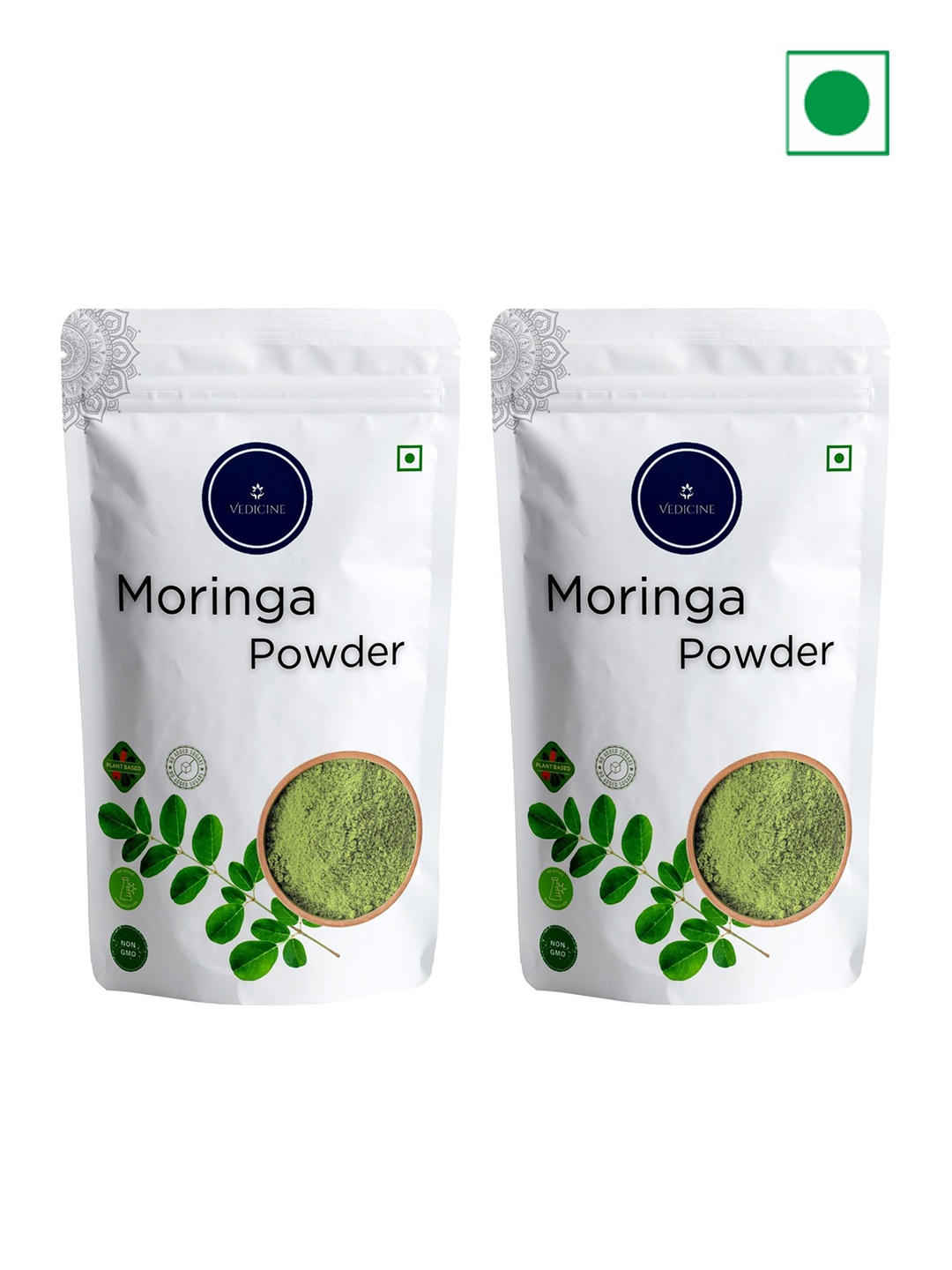 

VEDICINE Set Of 2 Pure Moringa Leaf Powder -100gEach, Green