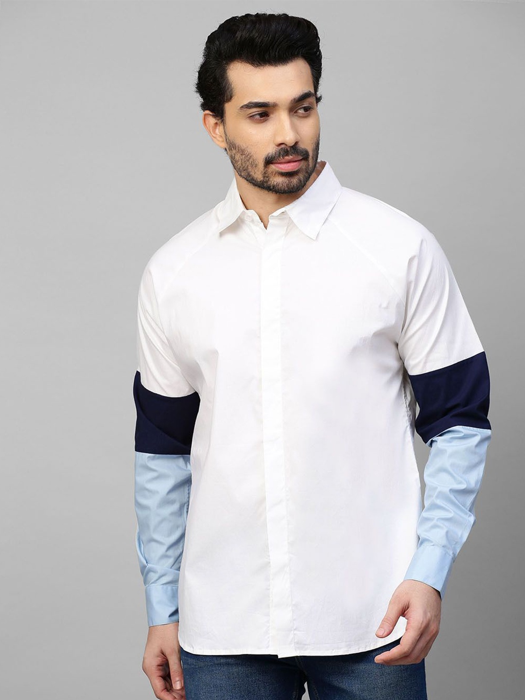 

ECHKE Men Custom Opaque Casual Shirt, White