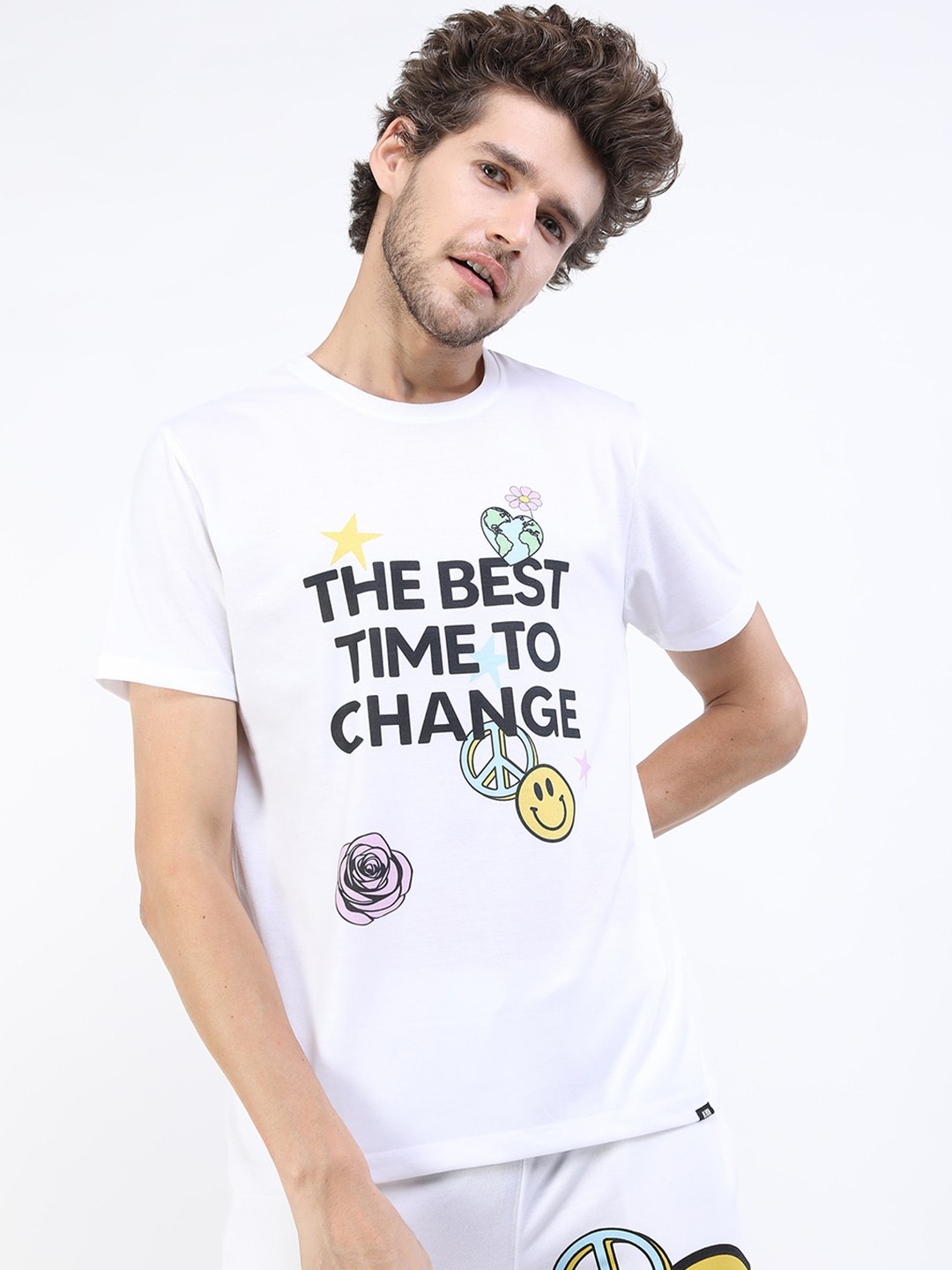 

HIGHLANDER Men White Typography Printed Slim Fit T-shirt