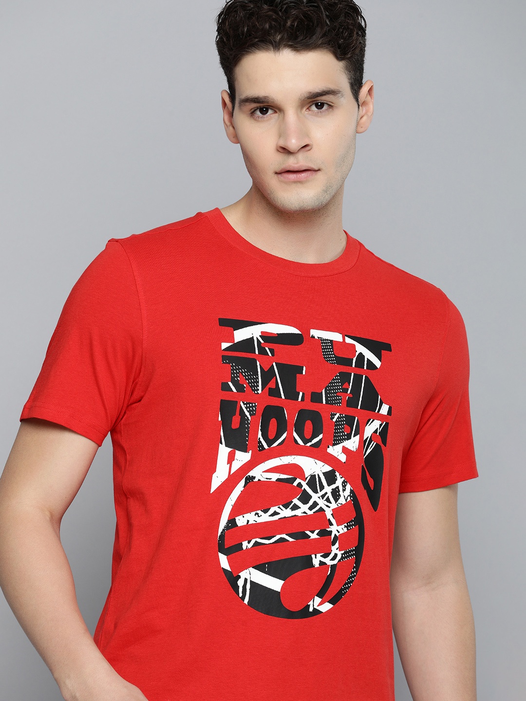 

Puma The Hooper Men's Basketball Printed Pure Cotton T-shirt, Red