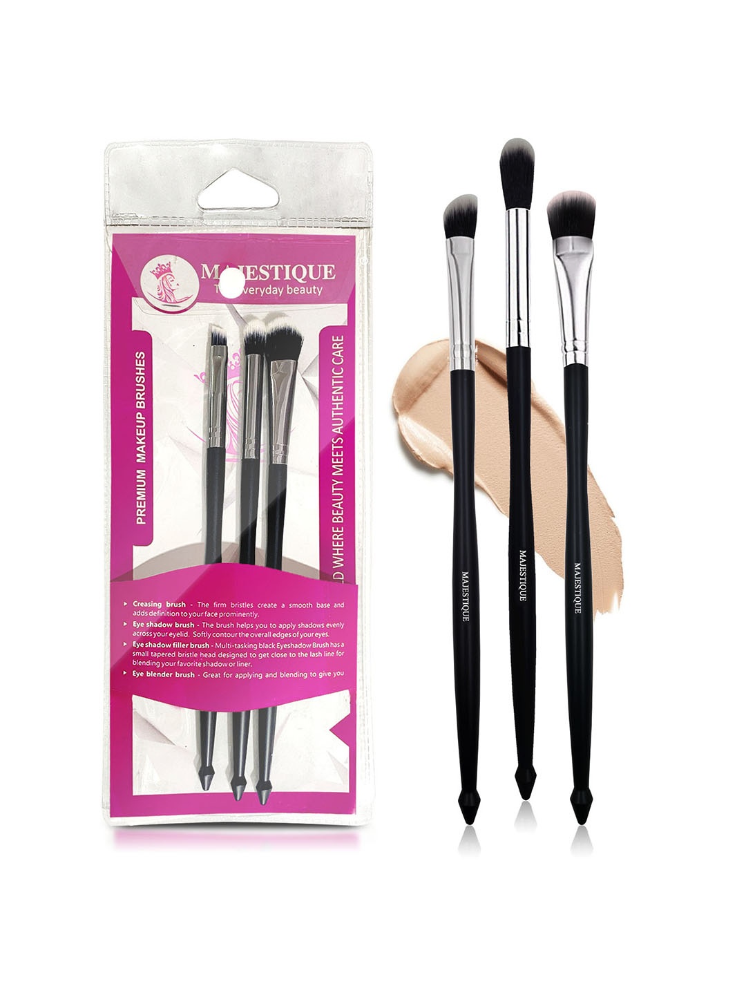 

MAJESTIQUE Pack Of 3 Makeup Face Brush Set For Face Makeup Beauty, Red