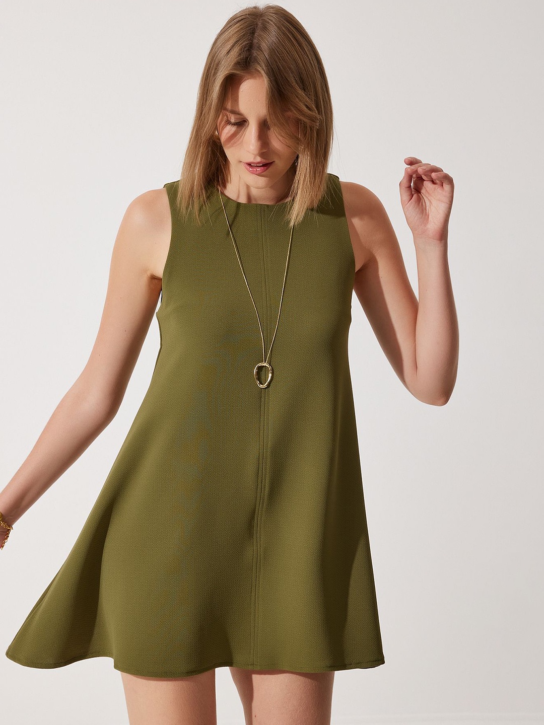 

Happiness istanbul A-Line Boat Neck Mini Dress, Green