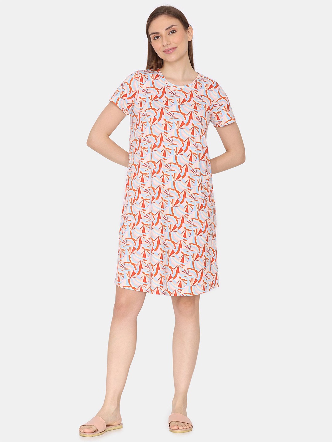 

Zivame Printed Nightdress, Blue