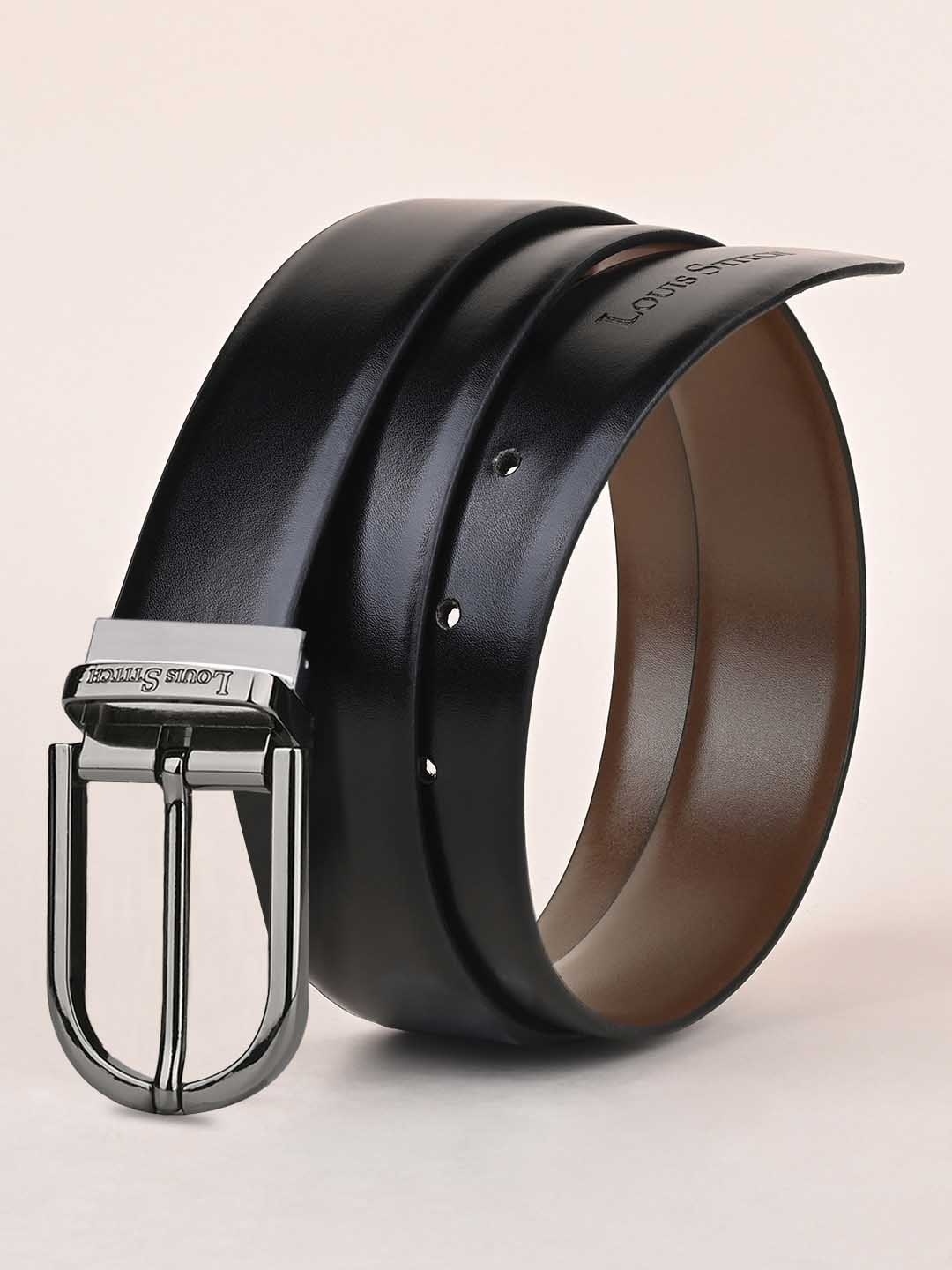 

LOUIS STITCH Men Black Reversible Leather Formal Belt