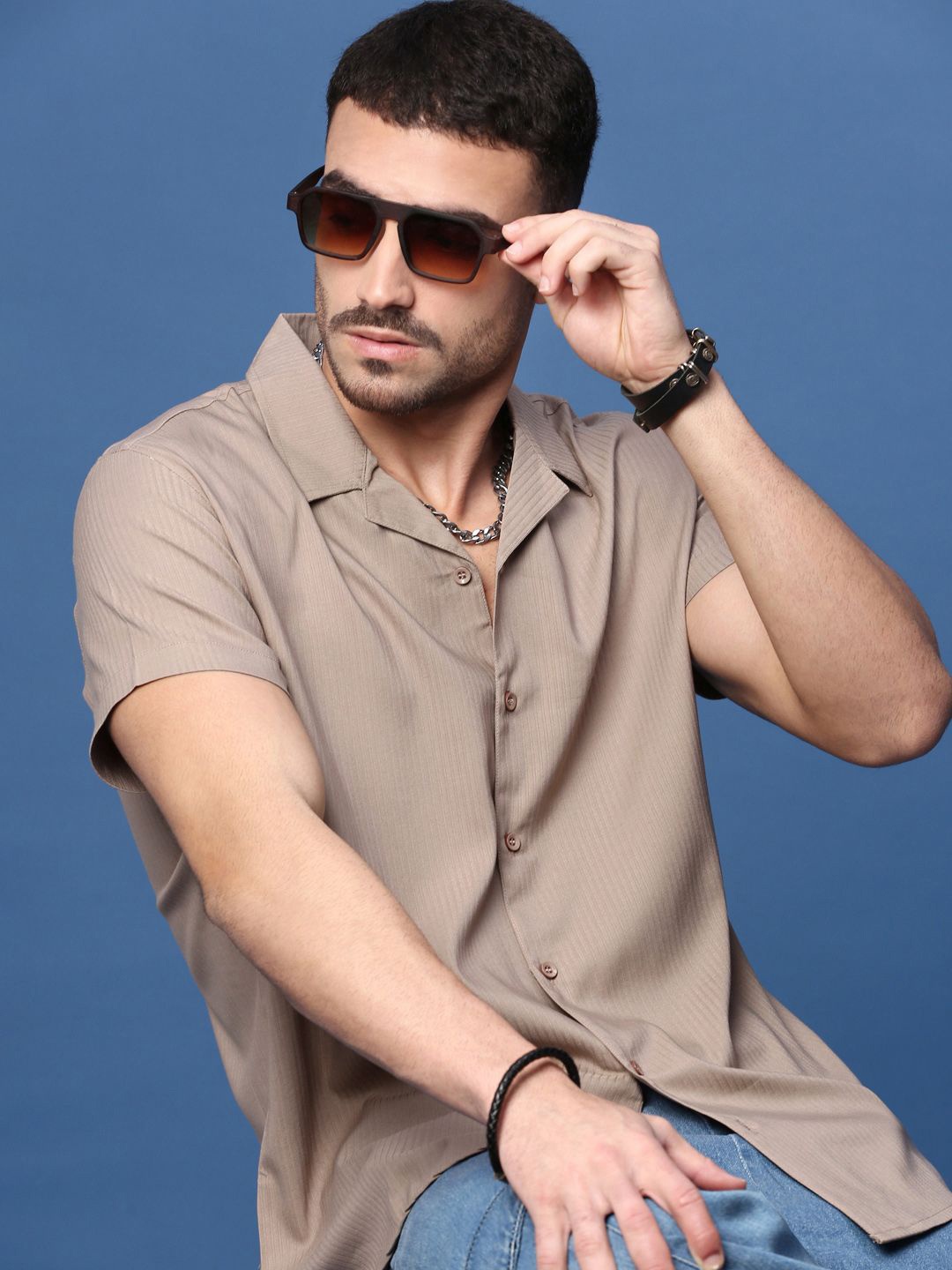 

SHOWOFF Men Standard Opaque Casual Shirt, Brown