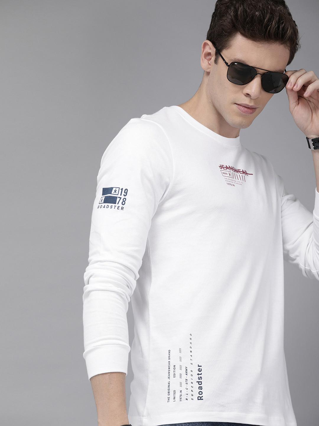 

Roadster Men White Solid Round Neck Pure Cotton T-shirt