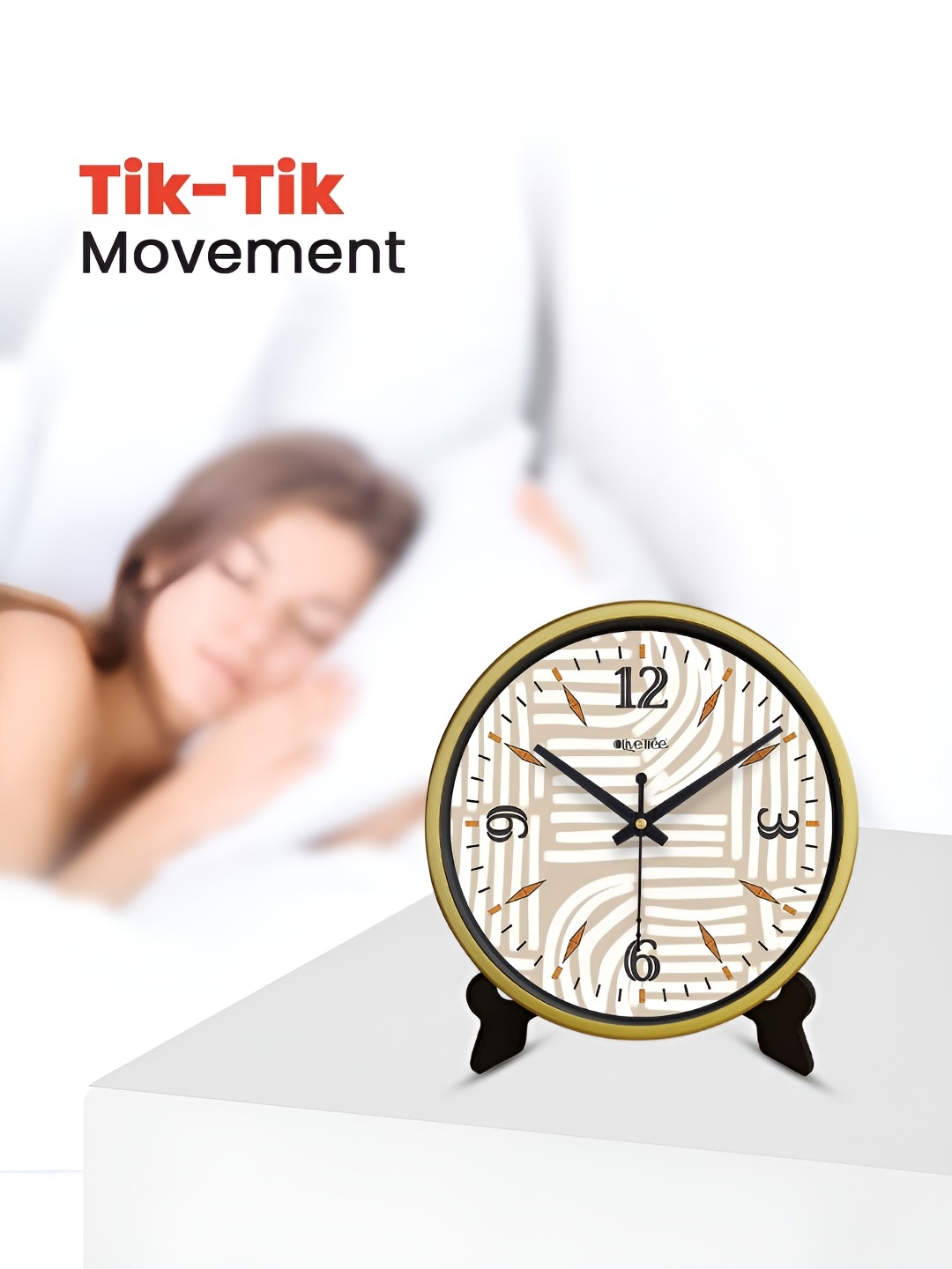 

OLIVE TREE Gold-Toned & White Printed Contemporary Table Clock