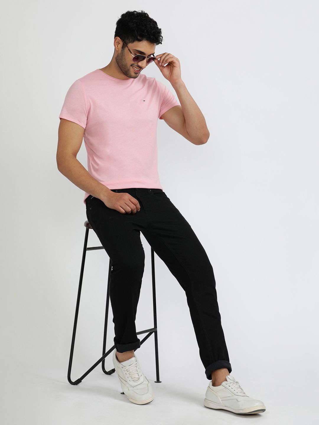 

Tommy Hilfiger Men Striped V-Neck Pockets Slim Fit T-shirt, Pink