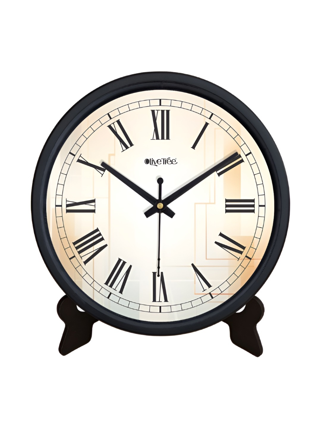 

OLIVE TREE Black & Cream-Coloured Printed Contemporary Table Clock