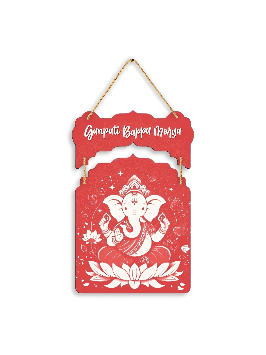 

CLAWCRAFTS Red and White Wooden Modern Wall Hanging