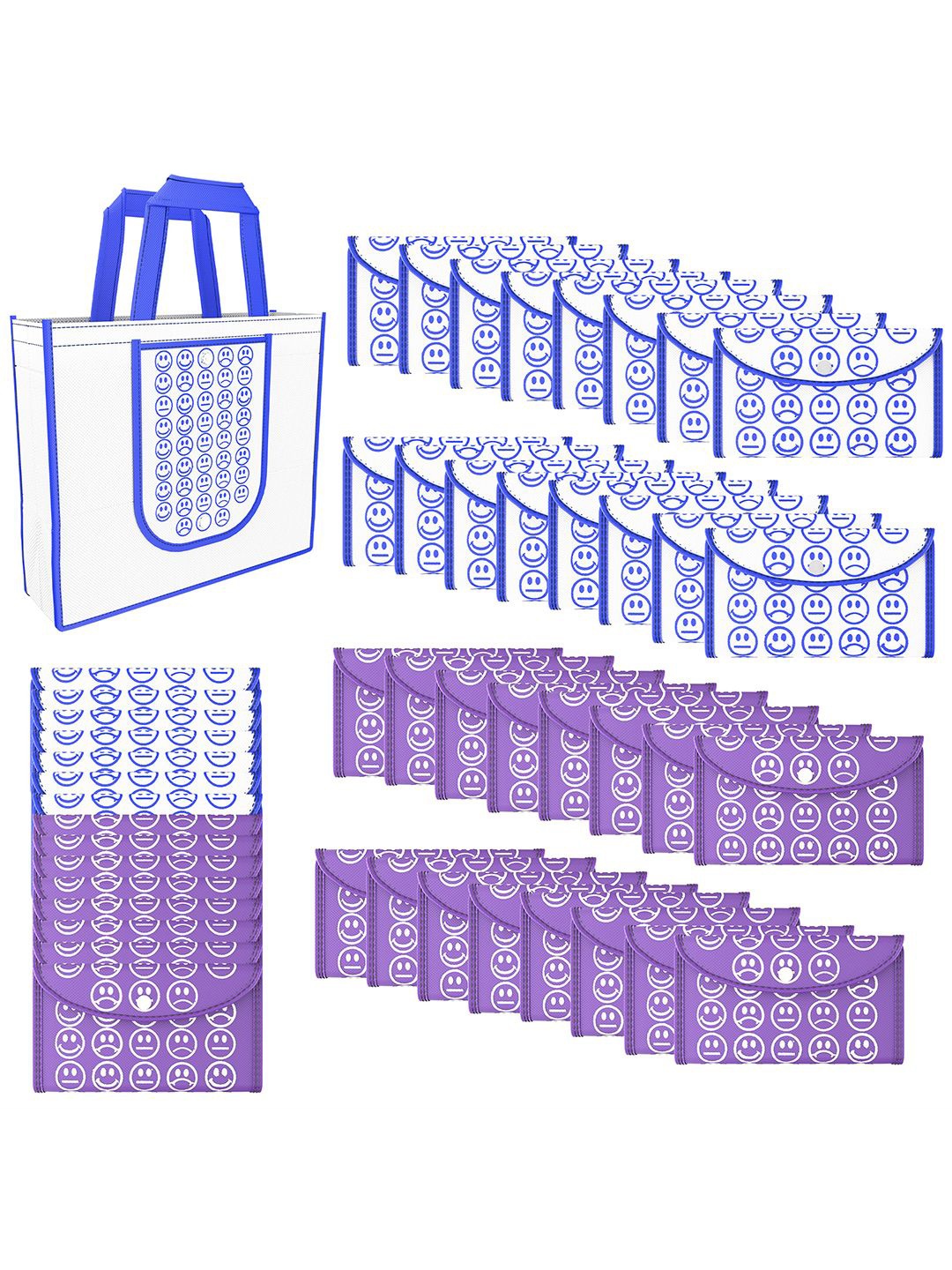 

Kuber Industries Set of 48 Smiley Printed Lightweight Foldable & Reusable Shopping Bags, Purple