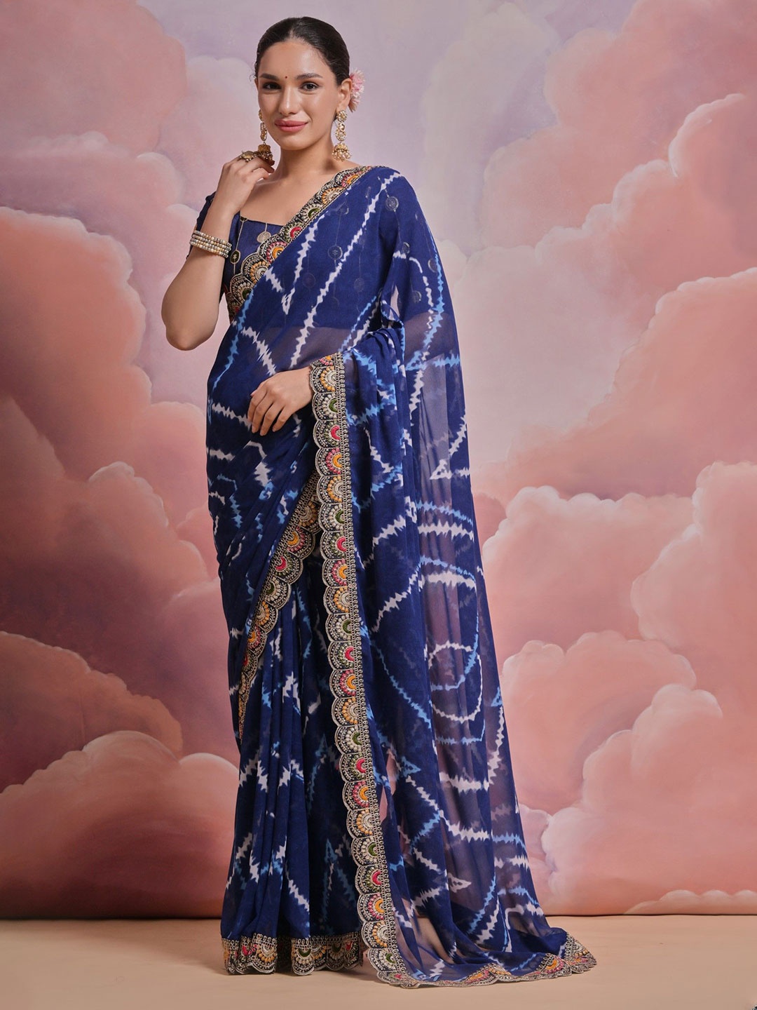 

Panzora Sequinned Saree, Blue