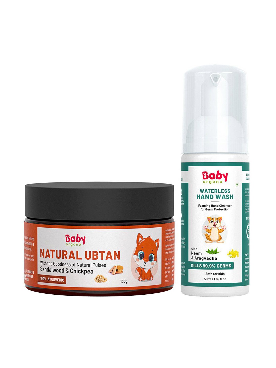 

BABYORGANO Ubtan Powder 100g & Waterless Hand Wash 50ml, Orange