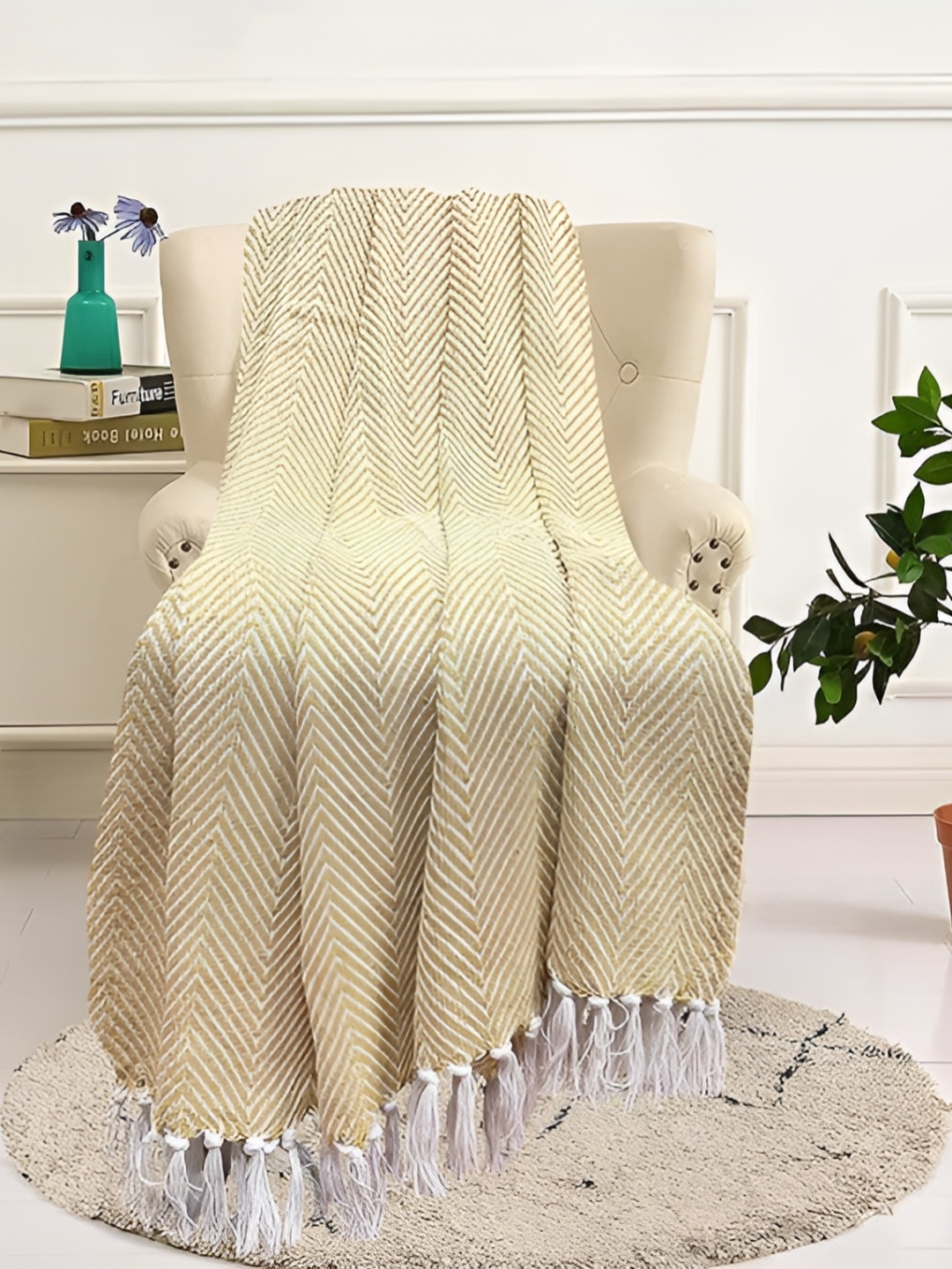 

SAJAVAT Beige Self-Design Pure Cotton Throws
