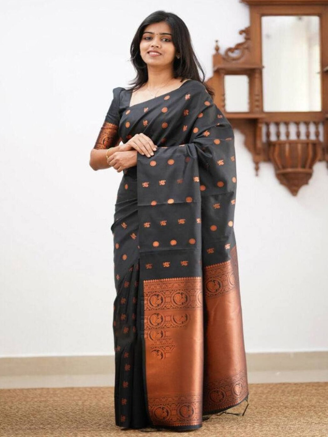 

Sitanjali Woven Design Banarasi Saree With Zari, Black