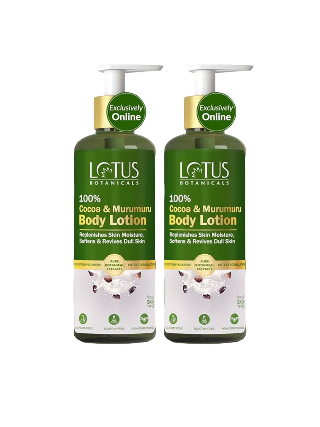 

Lotus Organics+ Set Of 2 Cocoa & Murumuru Body Lotion Each, Green