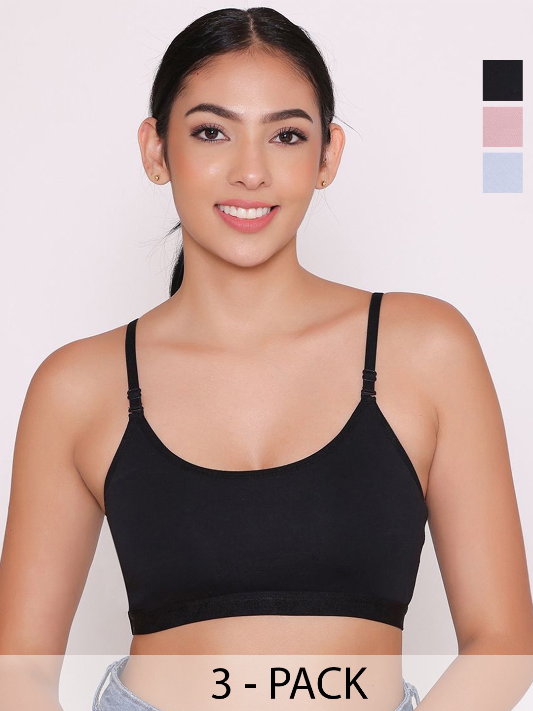 

INKURV Bra Full Coverage Pack Of 3, Black