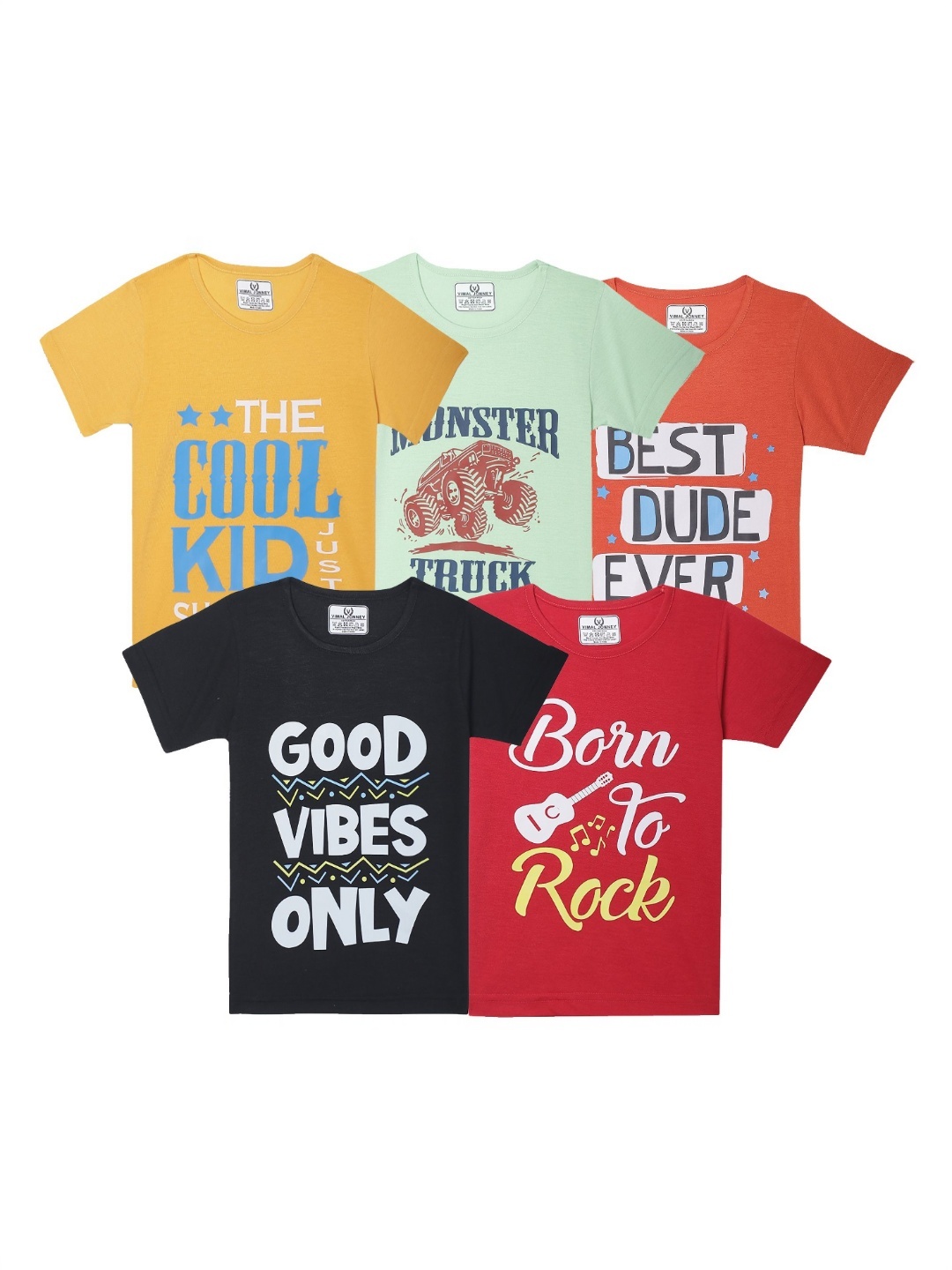 

VIMAL JONNEY Kids Typography 5 Printed Applique T-shirt, Multi