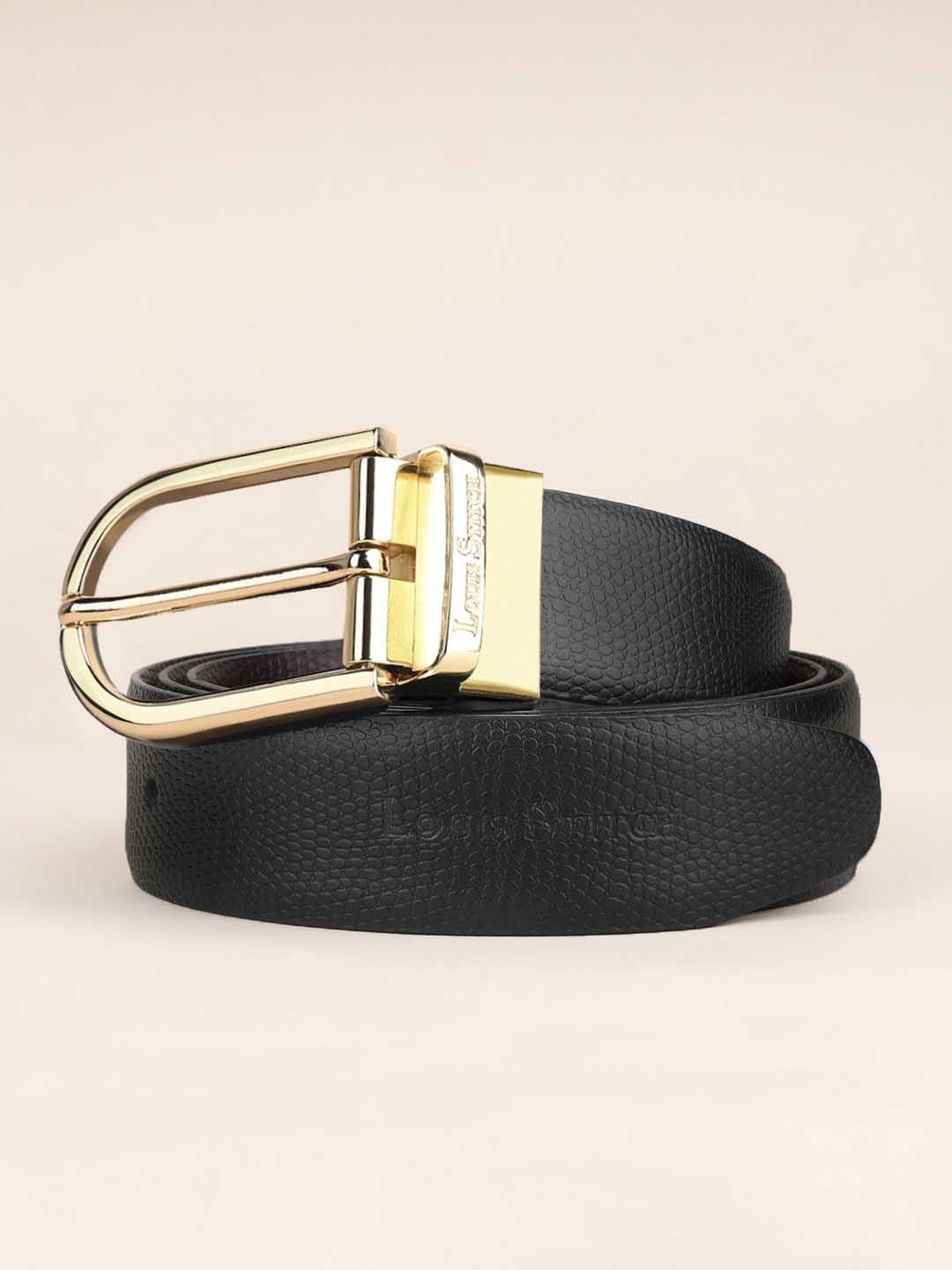 

LOUIS STITCH Men Black & Brown Textured Reversible Leather Formal Belt