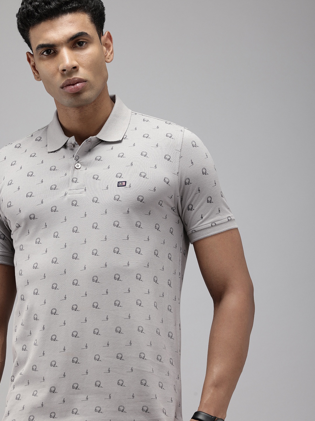 

Arrow Men Printed Polo Collar Pure Cotton T-shirt, Grey