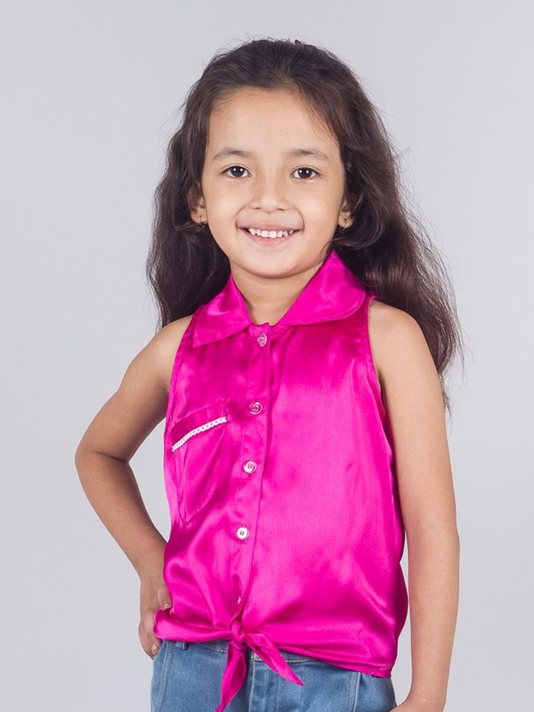 

Tangerine Closet Satin Shirt Style Top, Magenta