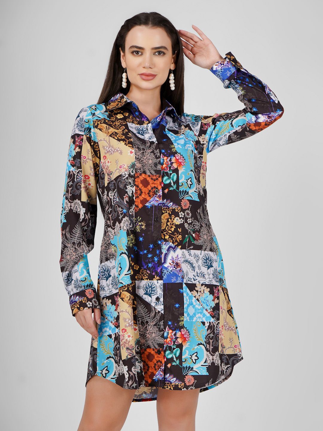 

Sukshat Printed Shirt Mini Dress, Black