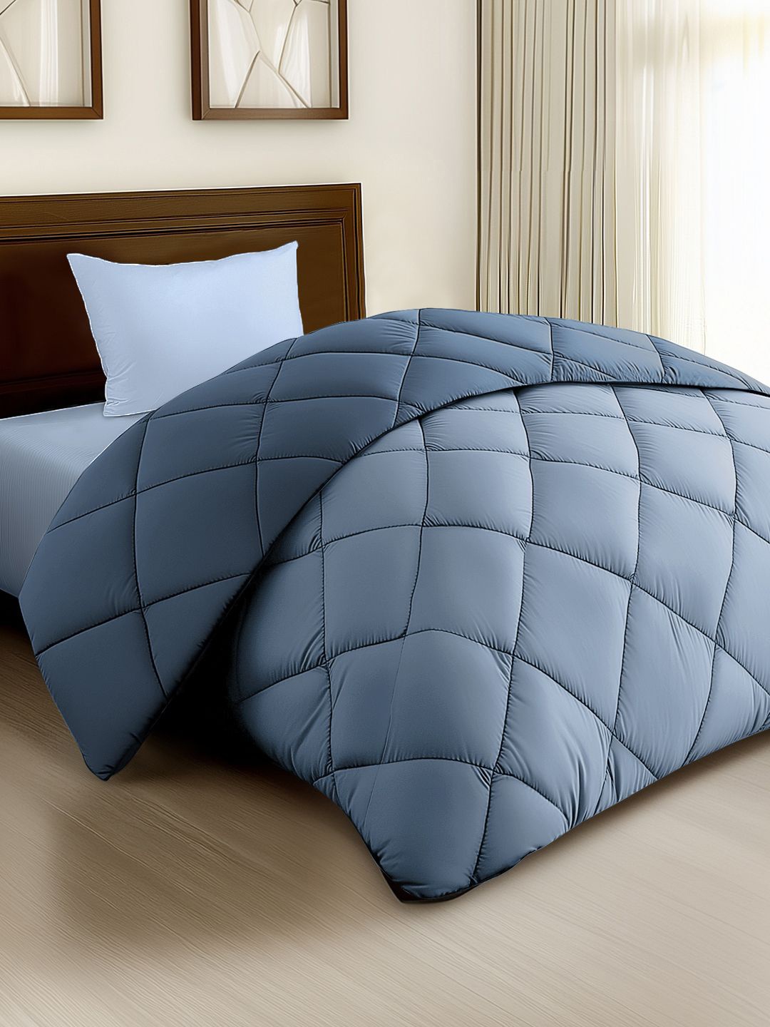 

Story@home Blue & Lavender Solid Reversible 240 GSM Heavy Winter Single Bed Comforter