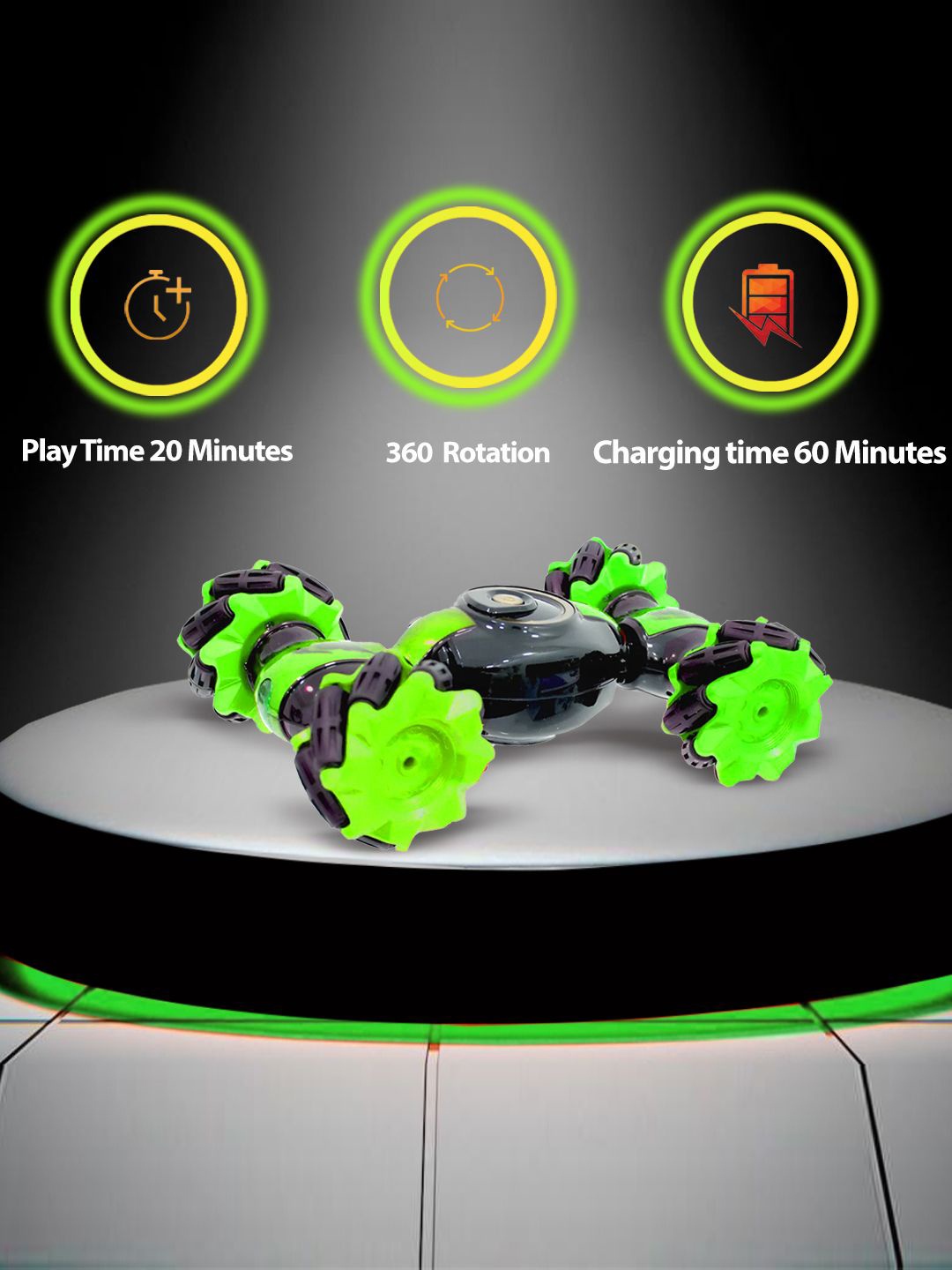 

WEMBLEY Unisex Kids Remote Control Stunt Car With Light & Music, Green