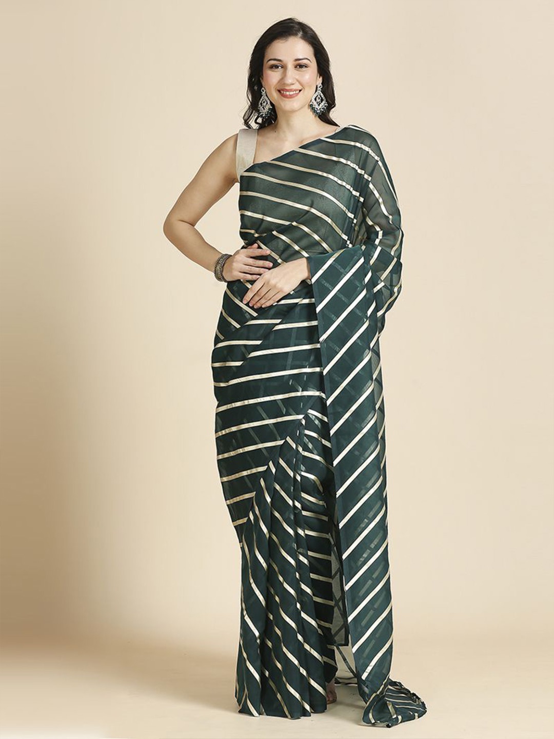 

ASISA Woven Design Zari Saree, Green