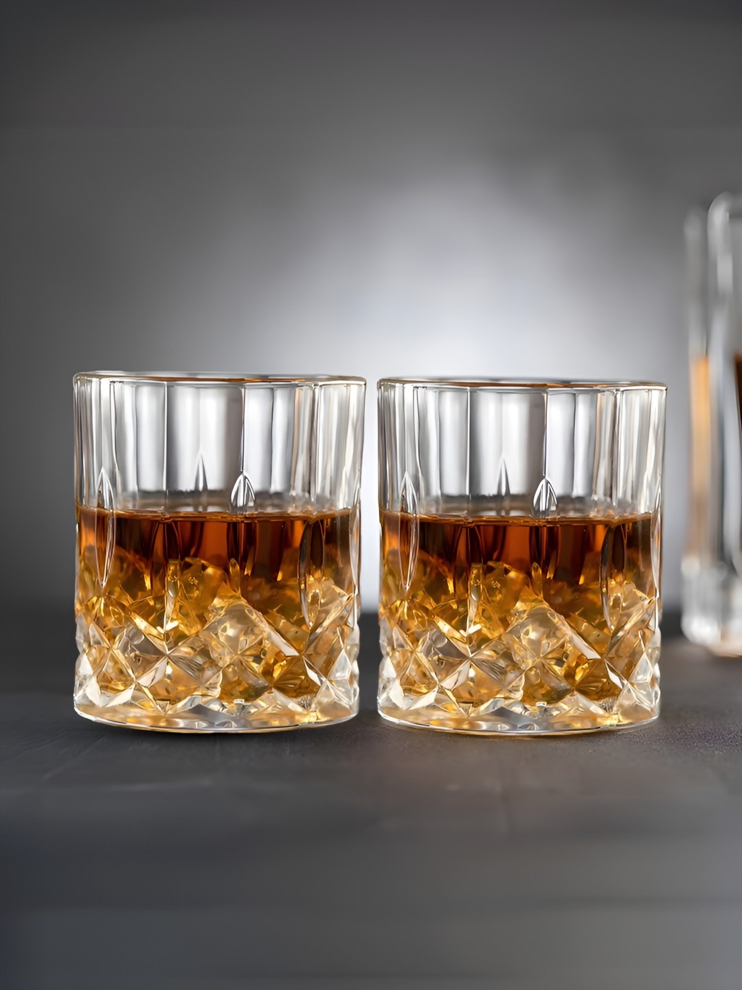 

UMAI Transparent 2 Pieces Textured Whisky Glasses- 300 ml Each