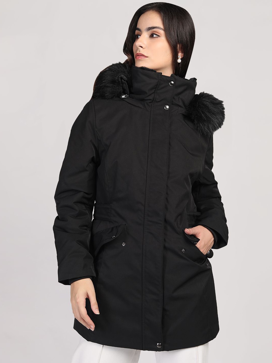 

LURE URBAN Women Outdoor Puffer Jacket, Black