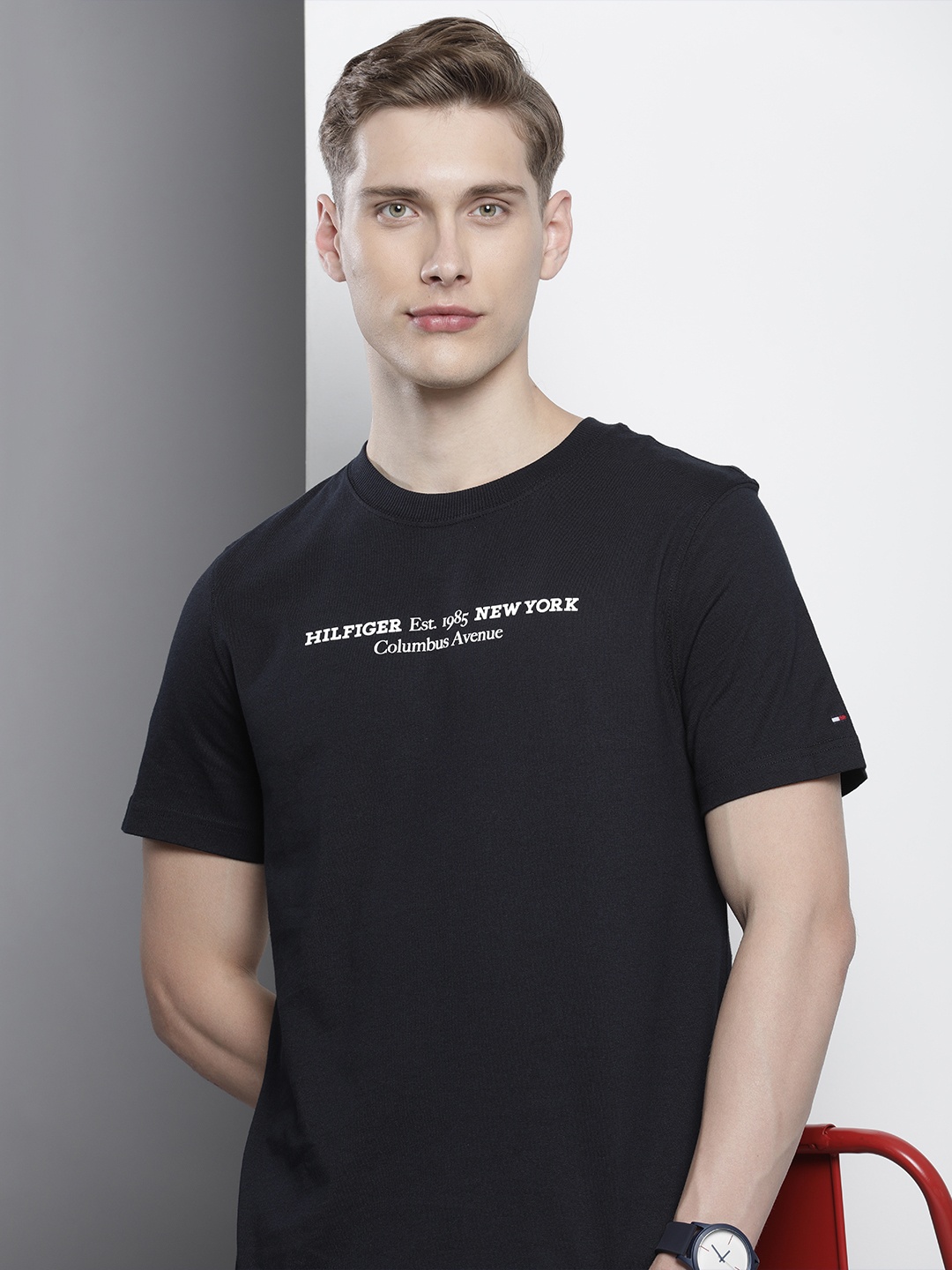 

Tommy Hilfiger Brand Logo Printed Pure Cotton T-shirt, Navy blue