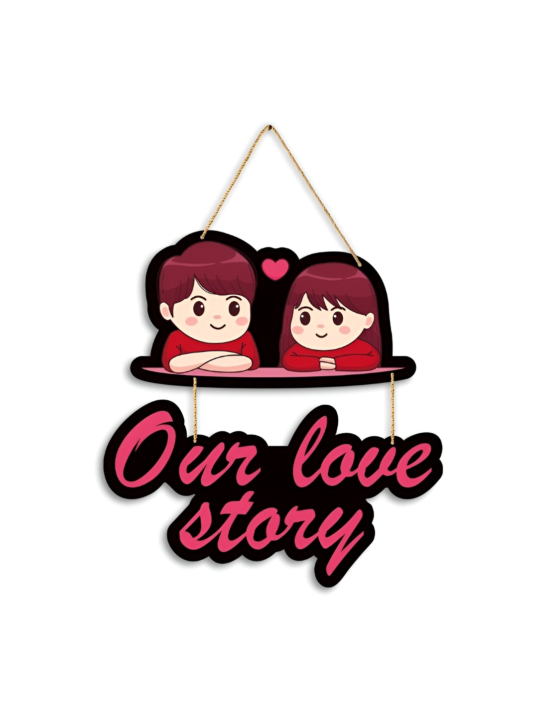 

CLAWCRAFTS Red & Brown Couple Printed Wooden Wall Art