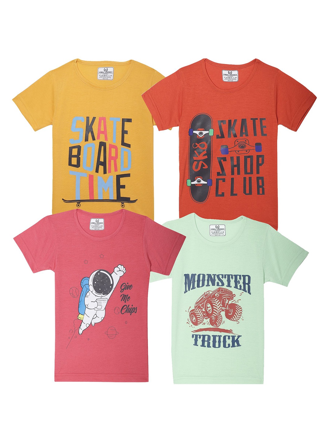 

MACK JONNEY Kids Typography 4 Printed Applique T-shirt, Multi