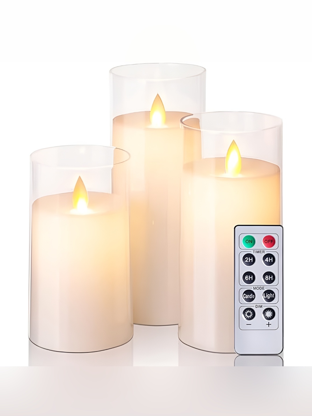 

XERGY Transparent 3 pieces Acrylic Led Light Pillar Candle