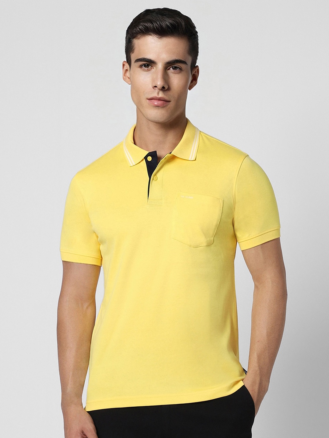 

Van Heusen Sport Men Yellow Polo Collar Pockets T-shirt