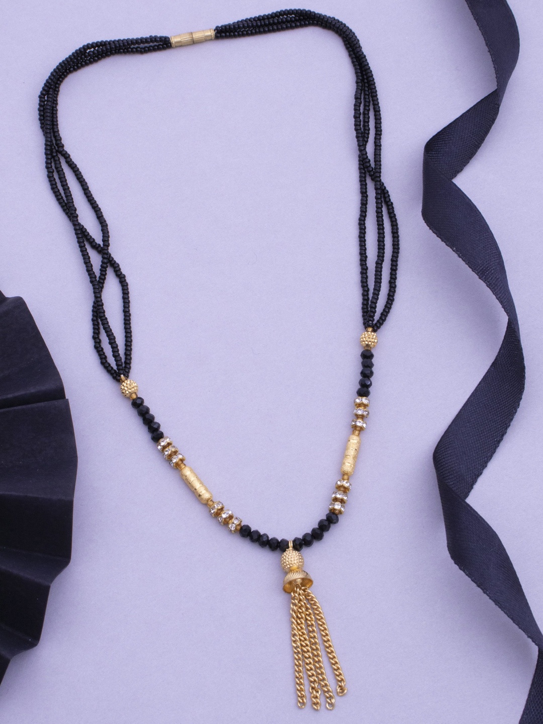 

Ramdev Art Fashion Jwellery 22K Gold-Plated Artificial Stones and Beads Mangalsutra