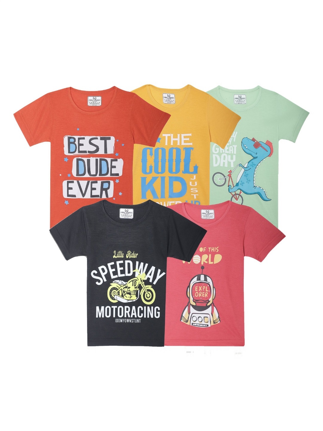 

VIMAL JONNEY Kids Typography 5 Printed Applique T-shirt, Multi