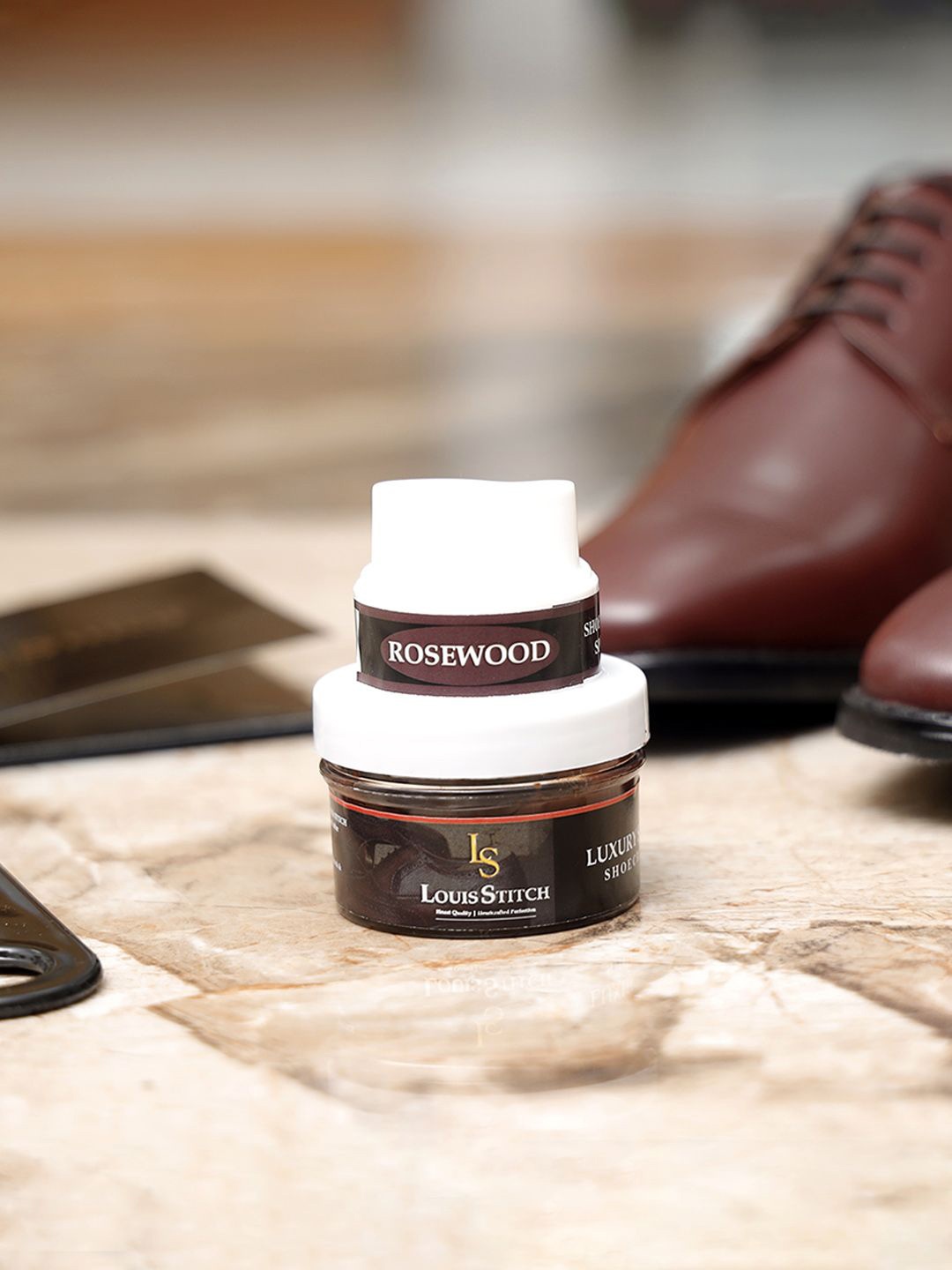 

LOUIS STITCH Men Shoe Cream With Applicator, Maroon