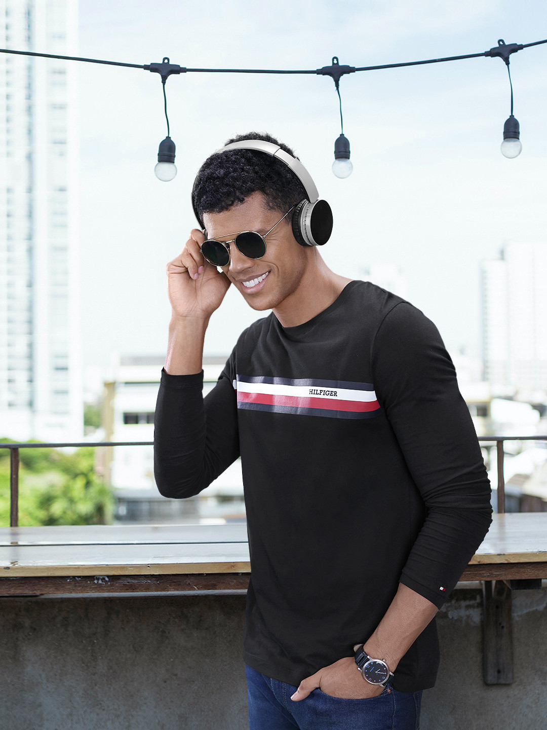 

Tommy Hilfiger Striped Pure Cotton Slim Fit T-shirt, Black